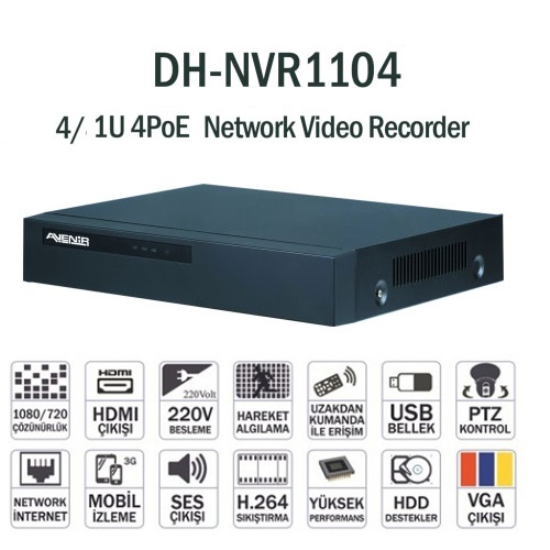DH-NVR1104H-P 4 KANAL POE FULL HD 1U NVR