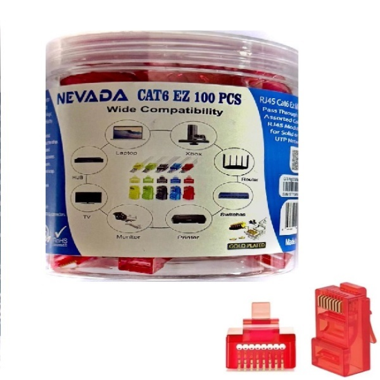NEVADA EZ RJ45 CAT6 UÇ 100 ADET (YENI NESIL KIRMIZI RENK)