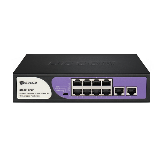 BDCOM S1000-8P2F 8 PORT POE + 2 PORT UPLINK SWITCH 60W