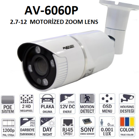 AV-6060P 2 MP 2,7-12 MM MOTORIZE LENS IP KAMERA
