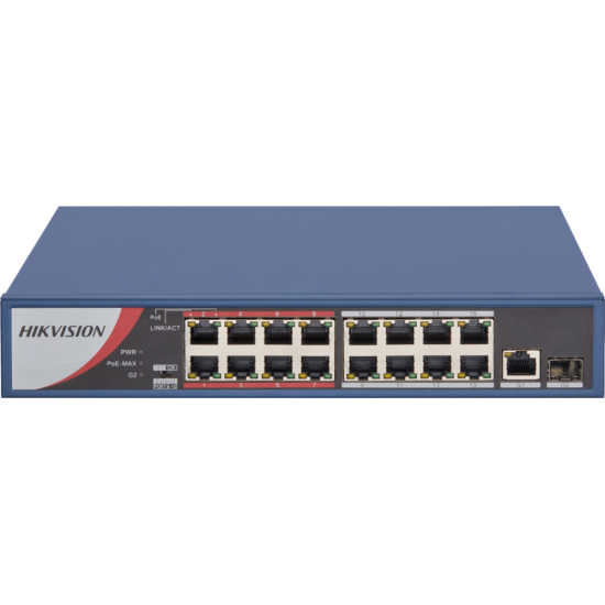 DS-3E0318P-E/M(B) 16 KANAL POE, 1 GE UPLINK, 1 SFP TOPLAM 130W POE SWITCH