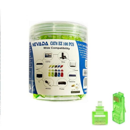 NEVADA EZ RJ45 CAT6 UÇ 100 ADET (YENI NESIL YESIL RENK)