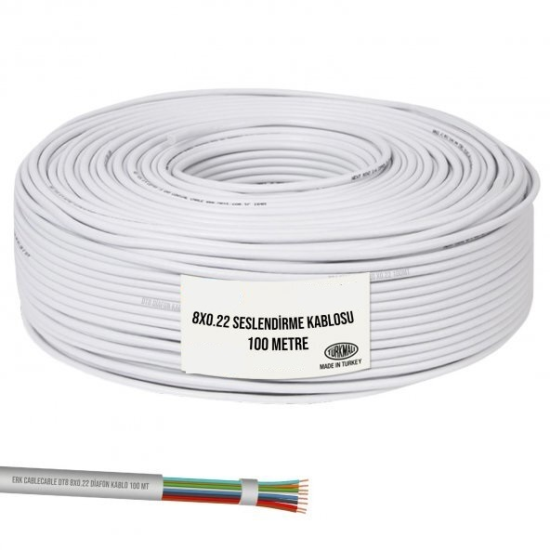 DT-8 ALARM VE DIYAFON KABLOSU 8X0,22 100 METRE