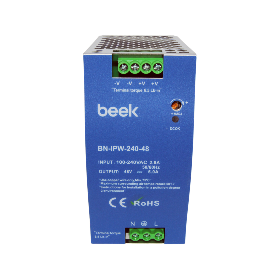 BEEK BN-IPW-240-48 ENDÜSTRIYEL TIP 48W /5A 240WATT ADAPTÖR (ENDÜSTRIYEL SWITCHLER IÇIN)