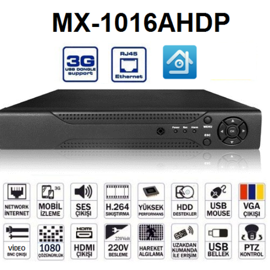 MX-1016P 1080P  2 HARDDISK  AHD KAYIT CIHAZI